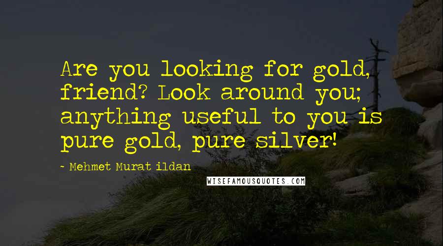 Mehmet Murat Ildan Quotes: Are you looking for gold, friend? Look around you; anything useful to you is pure gold, pure silver!