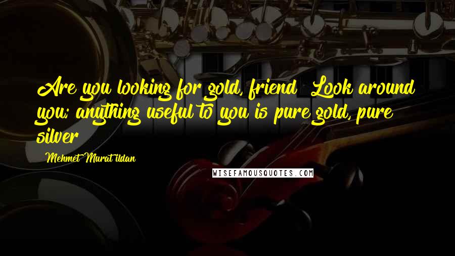 Mehmet Murat Ildan Quotes: Are you looking for gold, friend? Look around you; anything useful to you is pure gold, pure silver!