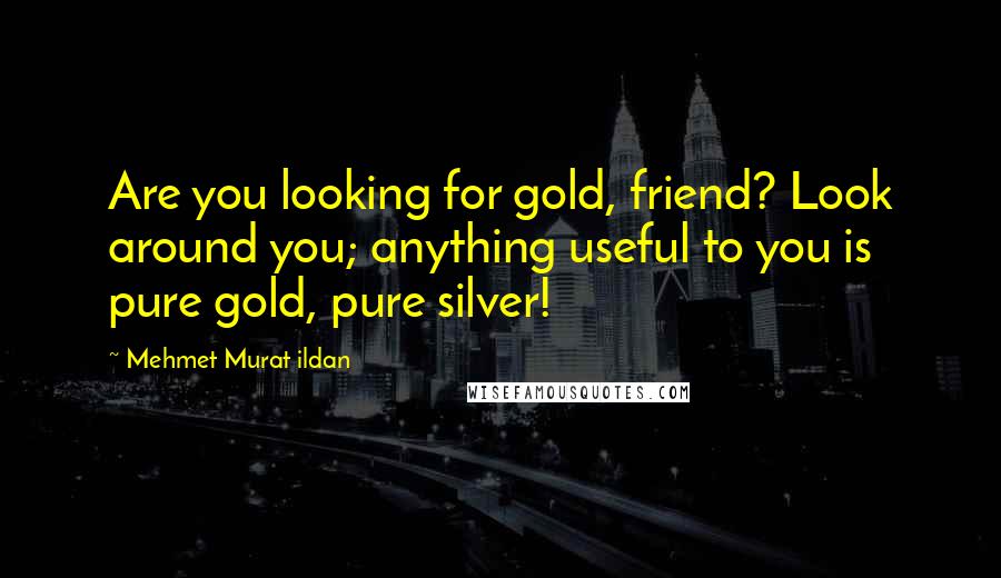 Mehmet Murat Ildan Quotes: Are you looking for gold, friend? Look around you; anything useful to you is pure gold, pure silver!