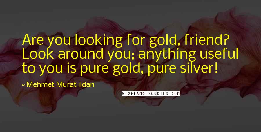 Mehmet Murat Ildan Quotes: Are you looking for gold, friend? Look around you; anything useful to you is pure gold, pure silver!