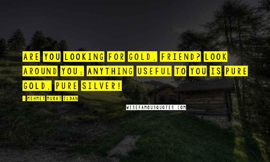 Mehmet Murat Ildan Quotes: Are you looking for gold, friend? Look around you; anything useful to you is pure gold, pure silver!