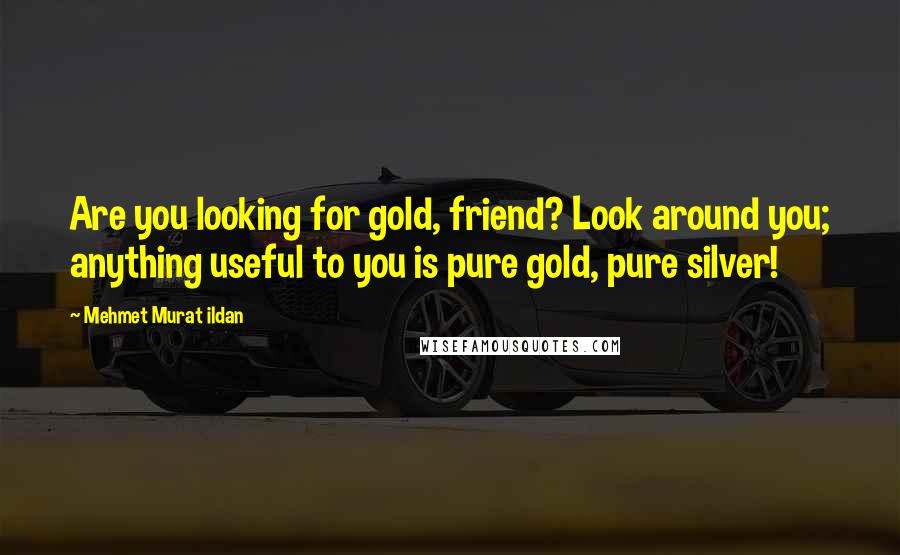 Mehmet Murat Ildan Quotes: Are you looking for gold, friend? Look around you; anything useful to you is pure gold, pure silver!