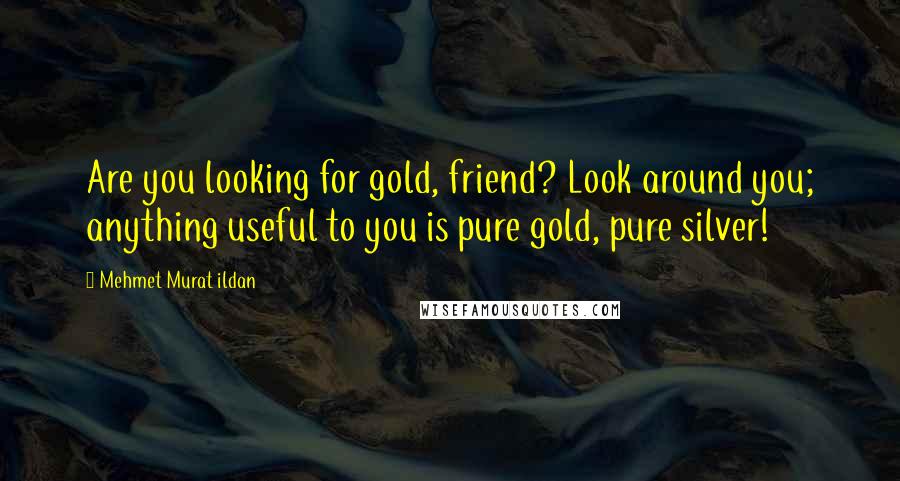 Mehmet Murat Ildan Quotes: Are you looking for gold, friend? Look around you; anything useful to you is pure gold, pure silver!