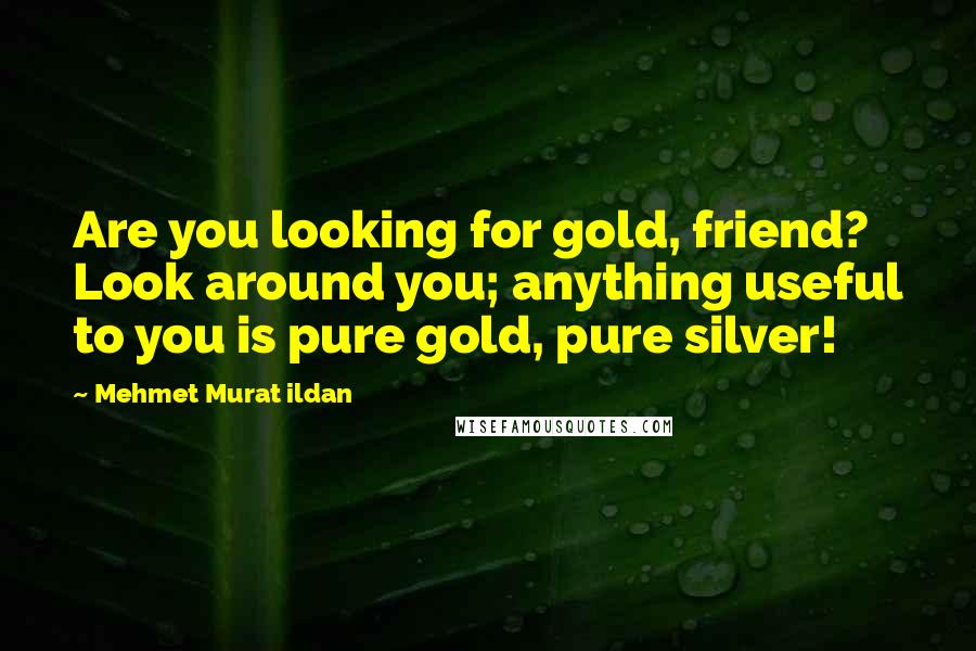 Mehmet Murat Ildan Quotes: Are you looking for gold, friend? Look around you; anything useful to you is pure gold, pure silver!