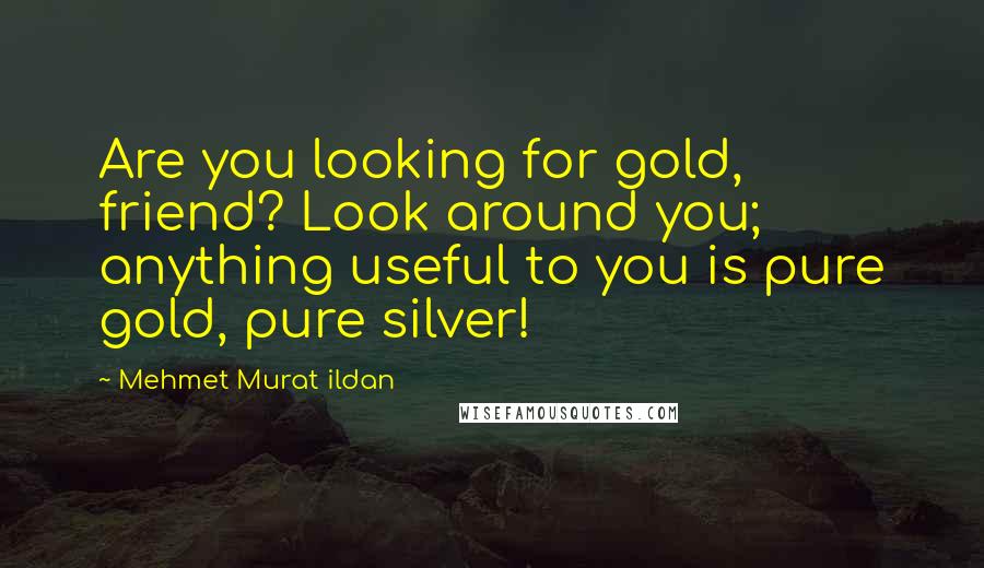 Mehmet Murat Ildan Quotes: Are you looking for gold, friend? Look around you; anything useful to you is pure gold, pure silver!