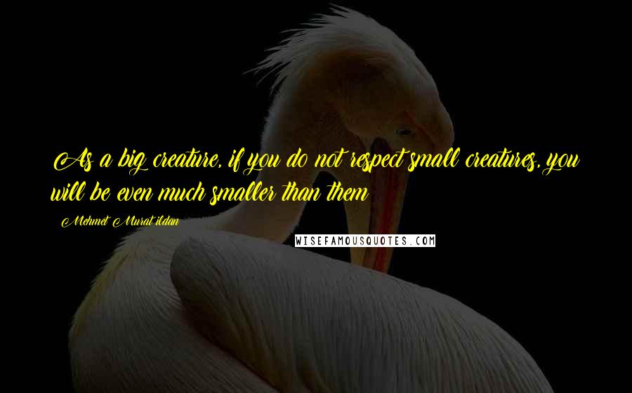 Mehmet Murat Ildan Quotes: As a big creature, if you do not respect small creatures, you will be even much smaller than them!