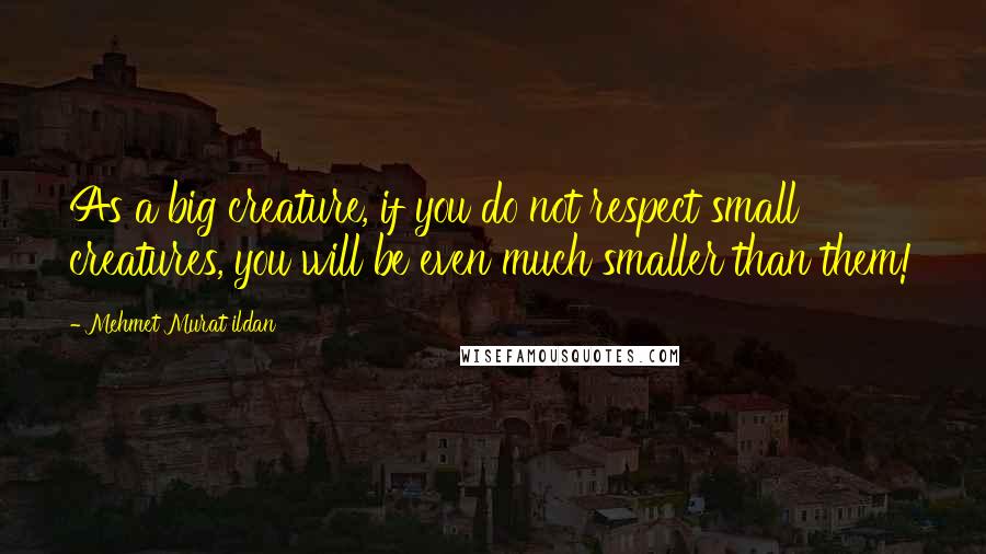 Mehmet Murat Ildan Quotes: As a big creature, if you do not respect small creatures, you will be even much smaller than them!