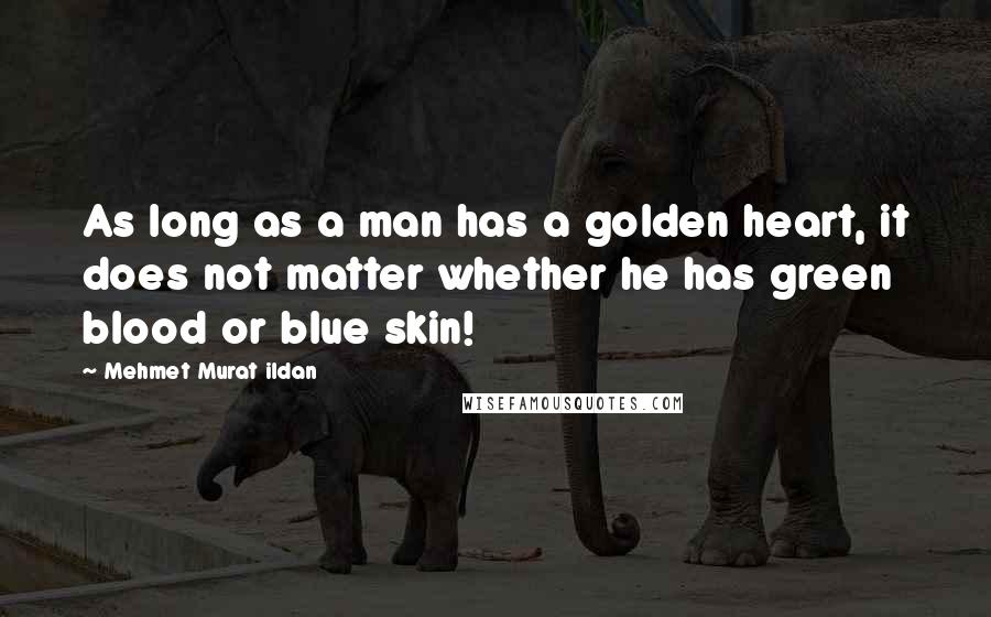 Mehmet Murat Ildan Quotes: As long as a man has a golden heart, it does not matter whether he has green blood or blue skin!