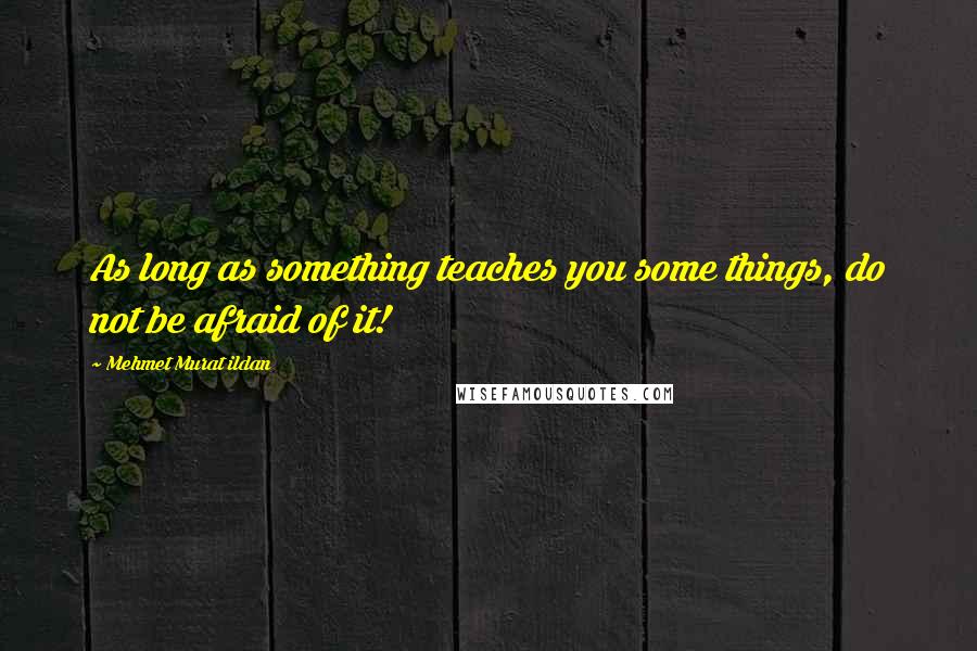 Mehmet Murat Ildan Quotes: As long as something teaches you some things, do not be afraid of it!