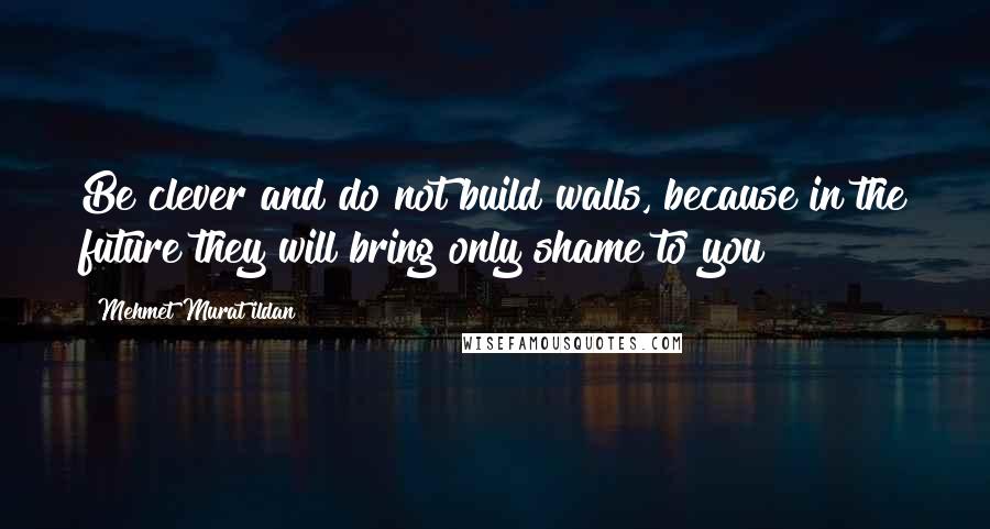 Mehmet Murat Ildan Quotes: Be clever and do not build walls, because in the future they will bring only shame to you!