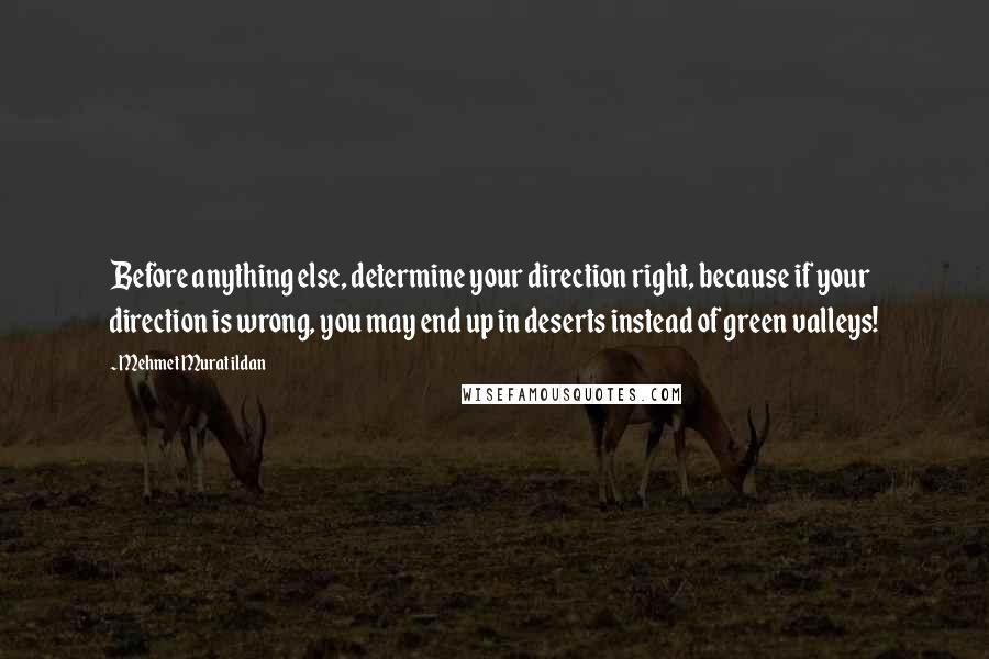 Mehmet Murat Ildan Quotes: Before anything else, determine your direction right, because if your direction is wrong, you may end up in deserts instead of green valleys!