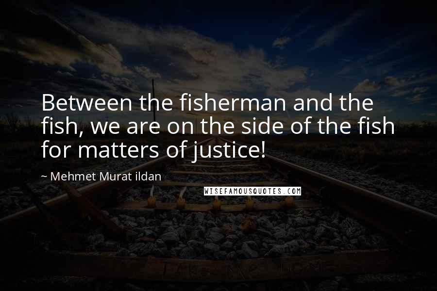 Mehmet Murat Ildan Quotes: Between the fisherman and the fish, we are on the side of the fish for matters of justice!