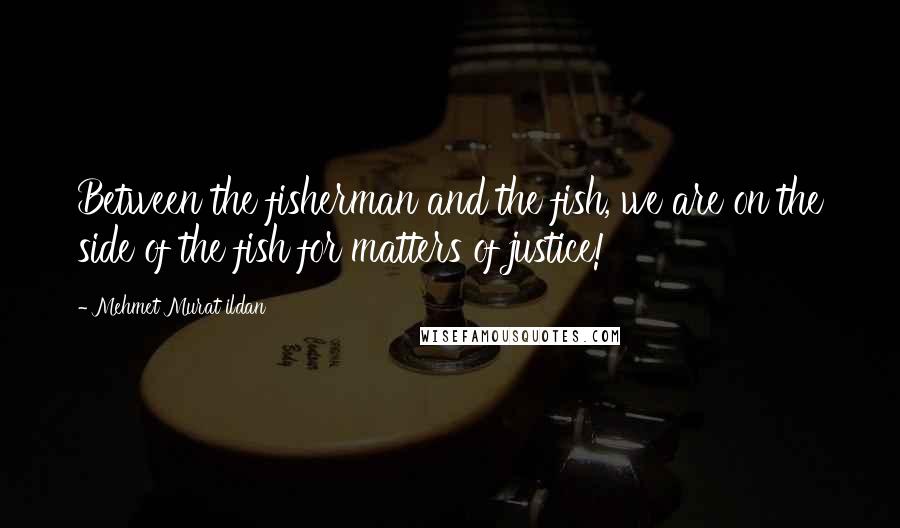Mehmet Murat Ildan Quotes: Between the fisherman and the fish, we are on the side of the fish for matters of justice!