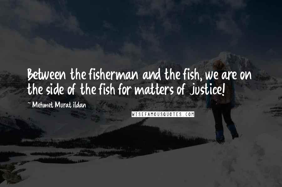 Mehmet Murat Ildan Quotes: Between the fisherman and the fish, we are on the side of the fish for matters of justice!