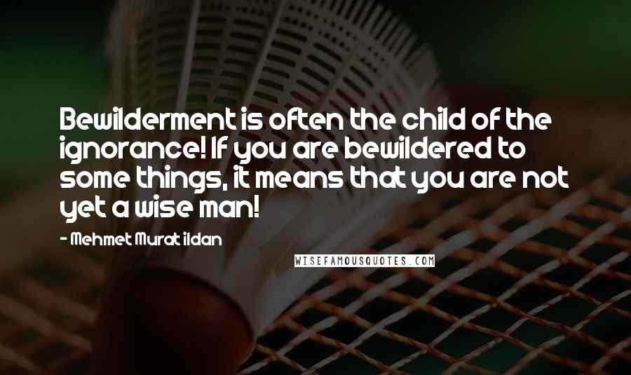 Mehmet Murat Ildan Quotes: Bewilderment is often the child of the ignorance! If you are bewildered to some things, it means that you are not yet a wise man!