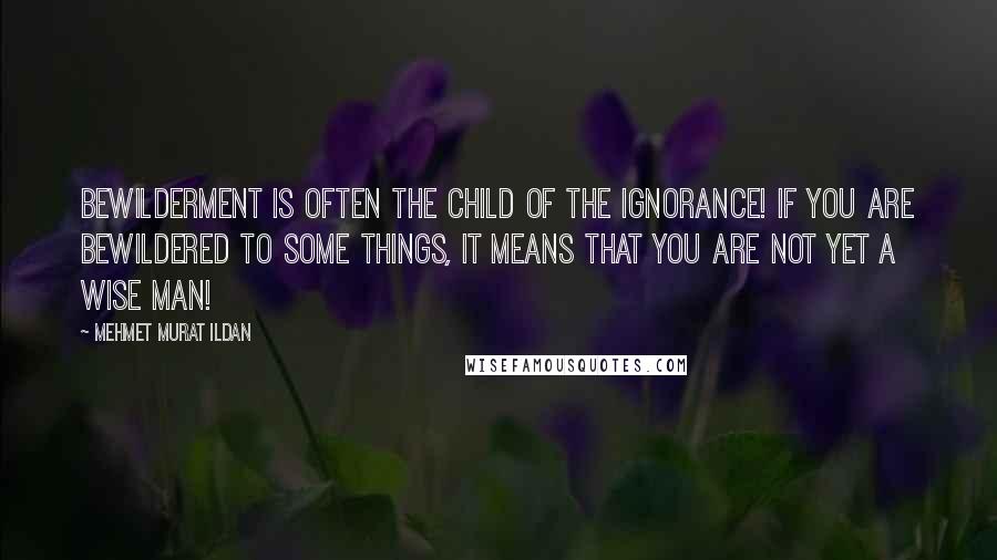 Mehmet Murat Ildan Quotes: Bewilderment is often the child of the ignorance! If you are bewildered to some things, it means that you are not yet a wise man!