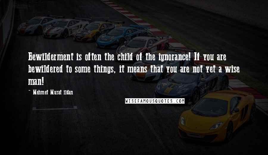 Mehmet Murat Ildan Quotes: Bewilderment is often the child of the ignorance! If you are bewildered to some things, it means that you are not yet a wise man!