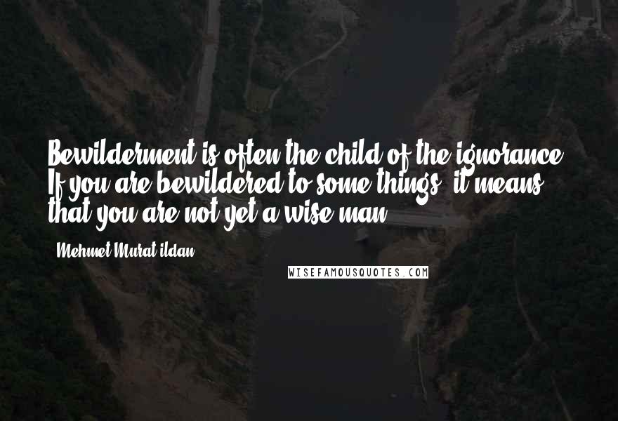 Mehmet Murat Ildan Quotes: Bewilderment is often the child of the ignorance! If you are bewildered to some things, it means that you are not yet a wise man!