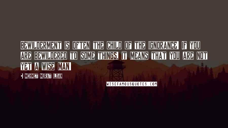 Mehmet Murat Ildan Quotes: Bewilderment is often the child of the ignorance! If you are bewildered to some things, it means that you are not yet a wise man!