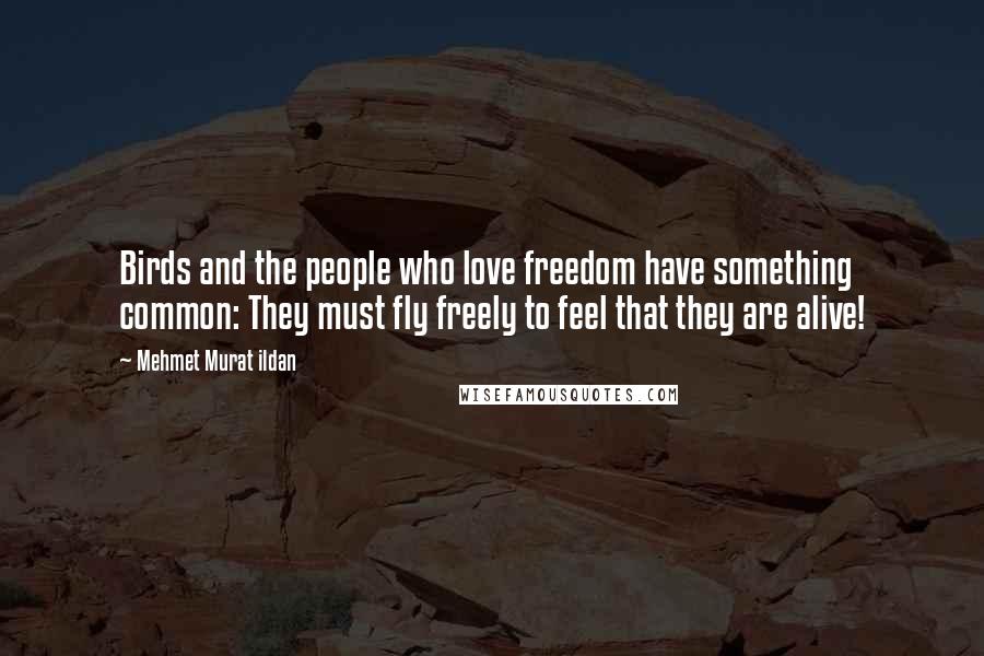 Mehmet Murat Ildan Quotes: Birds and the people who love freedom have something common: They must fly freely to feel that they are alive!