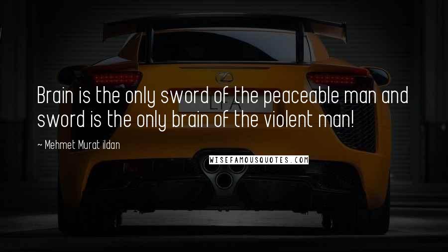 Mehmet Murat Ildan Quotes: Brain is the only sword of the peaceable man and sword is the only brain of the violent man!