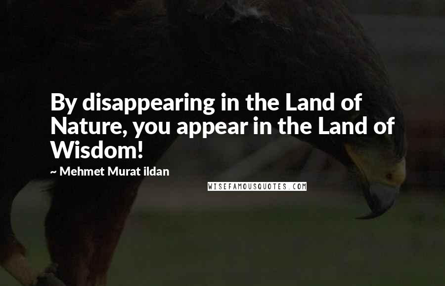 Mehmet Murat Ildan Quotes: By disappearing in the Land of Nature, you appear in the Land of Wisdom!
