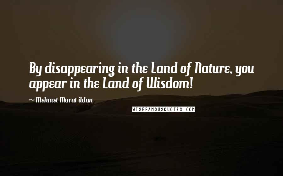 Mehmet Murat Ildan Quotes: By disappearing in the Land of Nature, you appear in the Land of Wisdom!