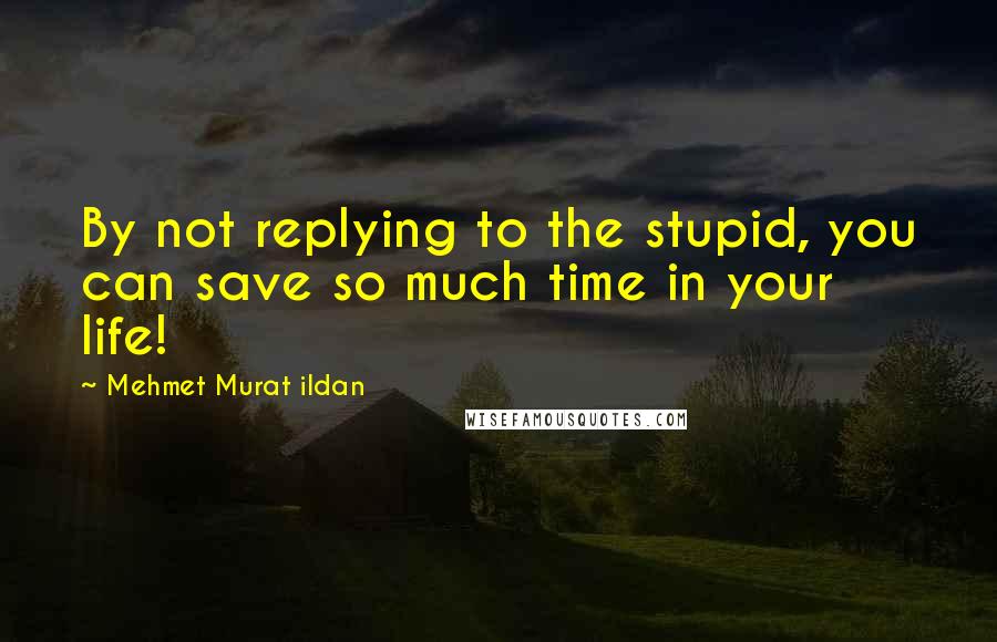 Mehmet Murat Ildan Quotes: By not replying to the stupid, you can save so much time in your life!