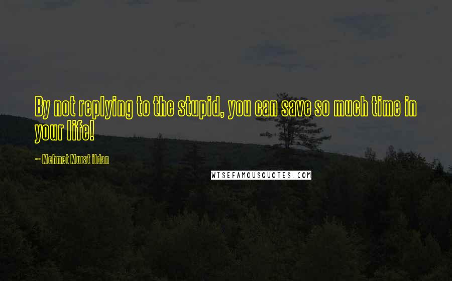 Mehmet Murat Ildan Quotes: By not replying to the stupid, you can save so much time in your life!