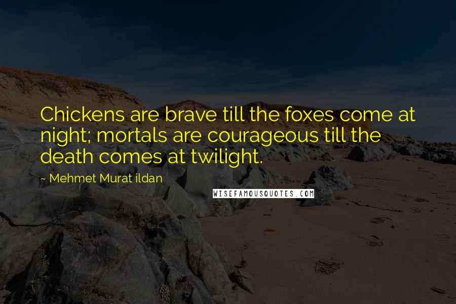 Mehmet Murat Ildan Quotes: Chickens are brave till the foxes come at night; mortals are courageous till the death comes at twilight.