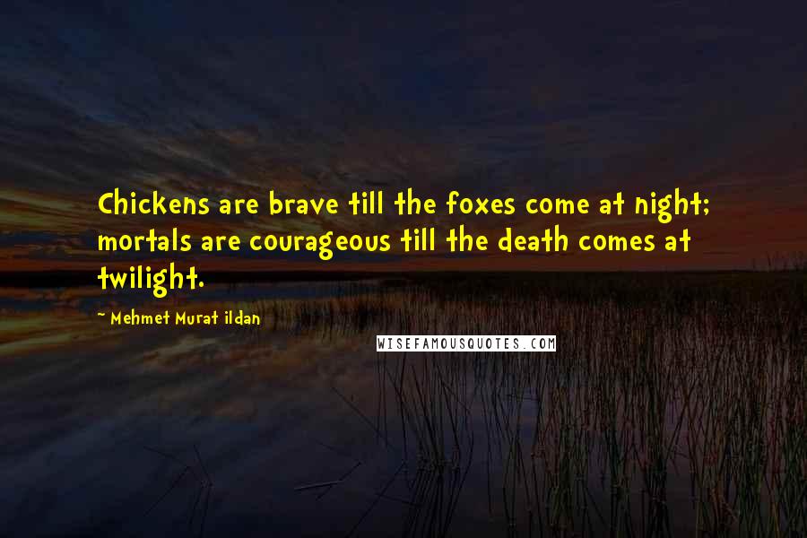 Mehmet Murat Ildan Quotes: Chickens are brave till the foxes come at night; mortals are courageous till the death comes at twilight.