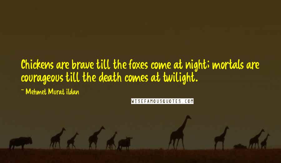Mehmet Murat Ildan Quotes: Chickens are brave till the foxes come at night; mortals are courageous till the death comes at twilight.