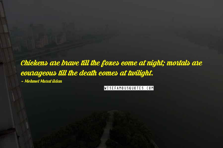 Mehmet Murat Ildan Quotes: Chickens are brave till the foxes come at night; mortals are courageous till the death comes at twilight.