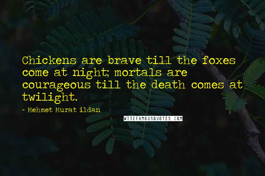 Mehmet Murat Ildan Quotes: Chickens are brave till the foxes come at night; mortals are courageous till the death comes at twilight.