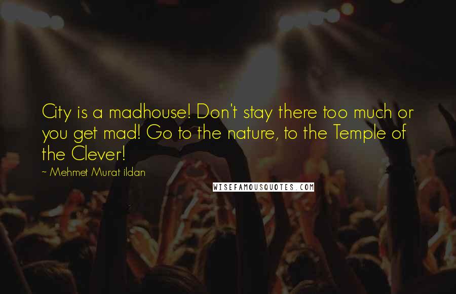 Mehmet Murat Ildan Quotes: City is a madhouse! Don't stay there too much or you get mad! Go to the nature, to the Temple of the Clever!