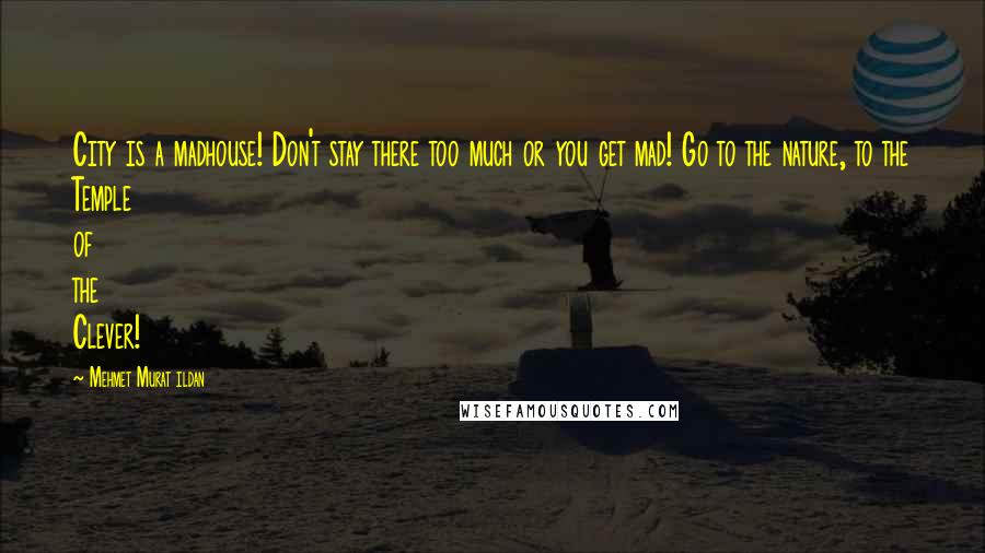 Mehmet Murat Ildan Quotes: City is a madhouse! Don't stay there too much or you get mad! Go to the nature, to the Temple of the Clever!