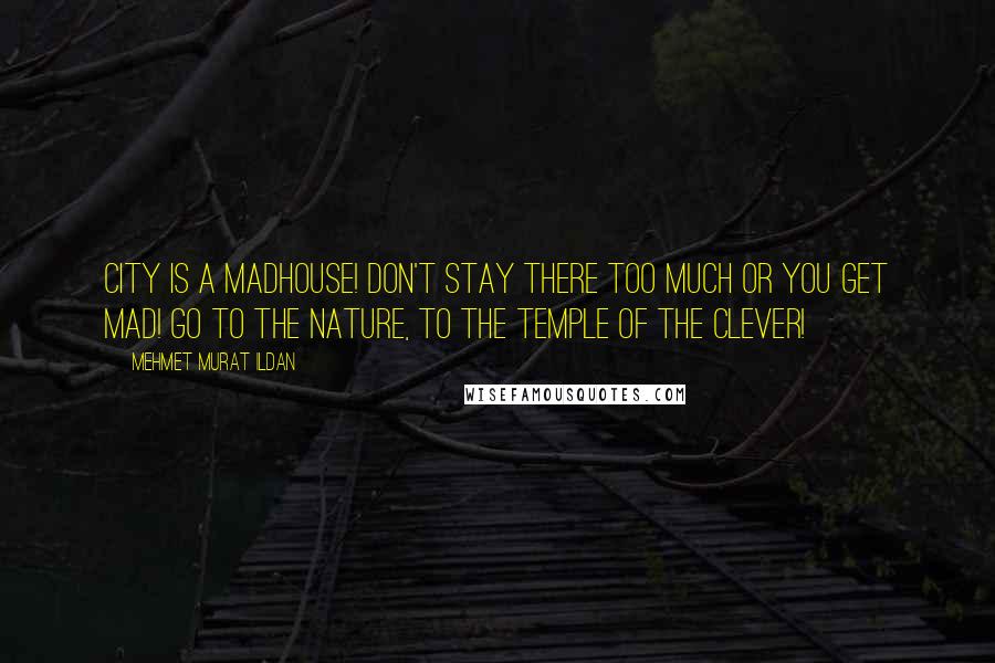 Mehmet Murat Ildan Quotes: City is a madhouse! Don't stay there too much or you get mad! Go to the nature, to the Temple of the Clever!