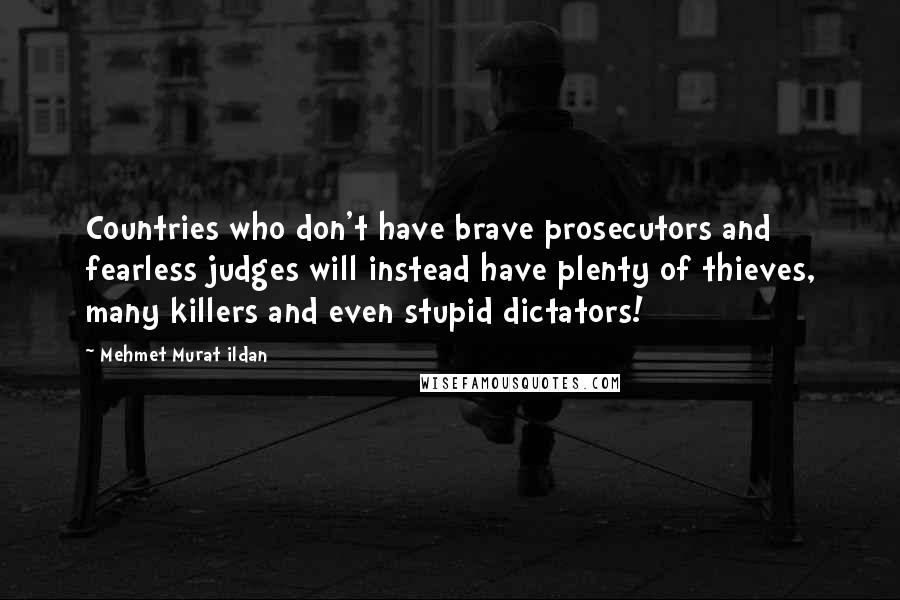 Mehmet Murat Ildan Quotes: Countries who don't have brave prosecutors and fearless judges will instead have plenty of thieves, many killers and even stupid dictators!