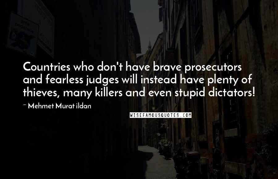 Mehmet Murat Ildan Quotes: Countries who don't have brave prosecutors and fearless judges will instead have plenty of thieves, many killers and even stupid dictators!