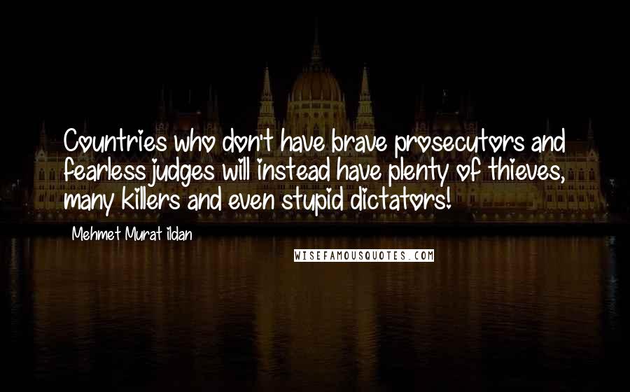 Mehmet Murat Ildan Quotes: Countries who don't have brave prosecutors and fearless judges will instead have plenty of thieves, many killers and even stupid dictators!