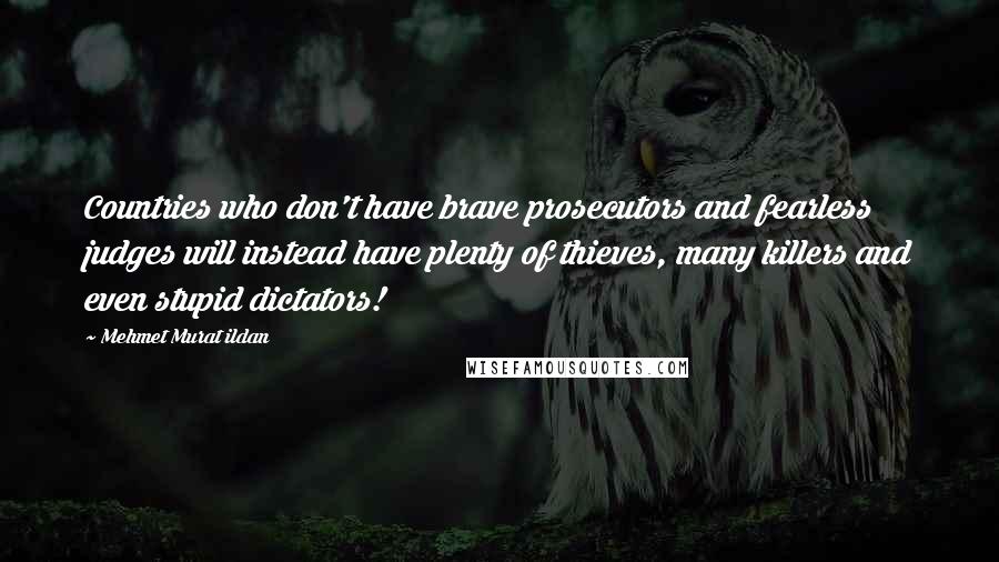 Mehmet Murat Ildan Quotes: Countries who don't have brave prosecutors and fearless judges will instead have plenty of thieves, many killers and even stupid dictators!