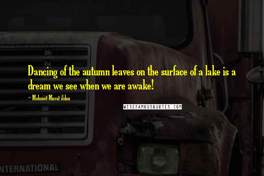 Mehmet Murat Ildan Quotes: Dancing of the autumn leaves on the surface of a lake is a dream we see when we are awake!