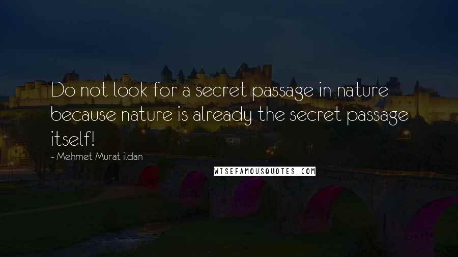 Mehmet Murat Ildan Quotes: Do not look for a secret passage in nature because nature is already the secret passage itself!