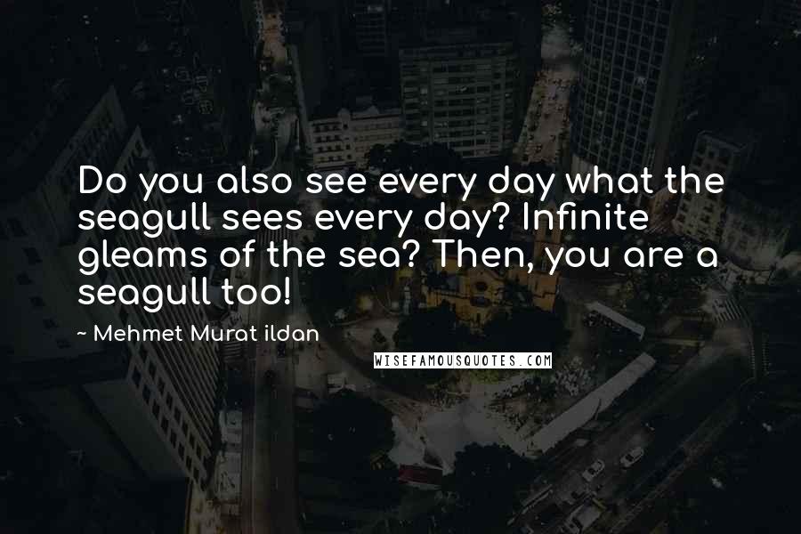 Mehmet Murat Ildan Quotes: Do you also see every day what the seagull sees every day? Infinite gleams of the sea? Then, you are a seagull too!