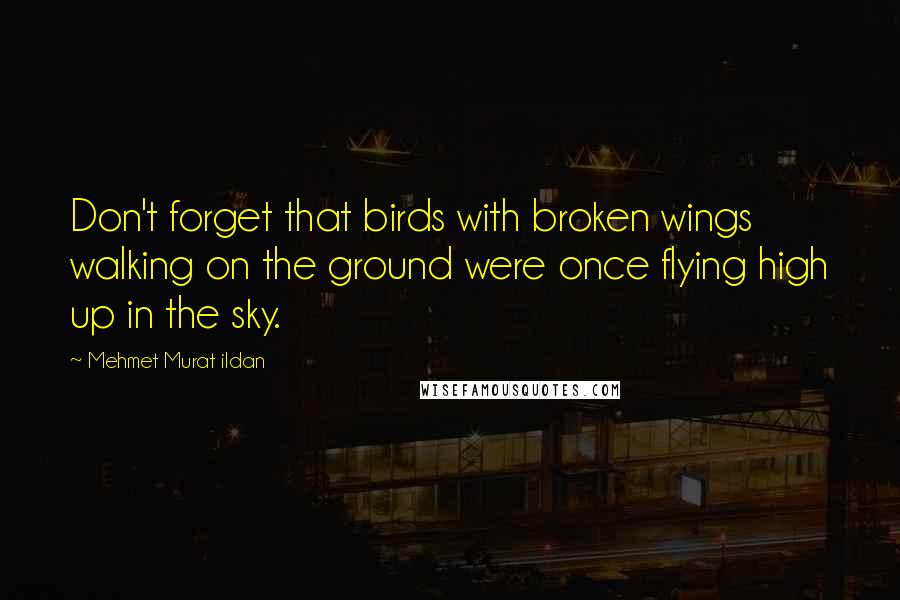 Mehmet Murat Ildan Quotes: Don't forget that birds with broken wings walking on the ground were once flying high up in the sky.