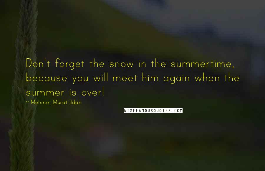 Mehmet Murat Ildan Quotes: Don't forget the snow in the summertime, because you will meet him again when the summer is over!