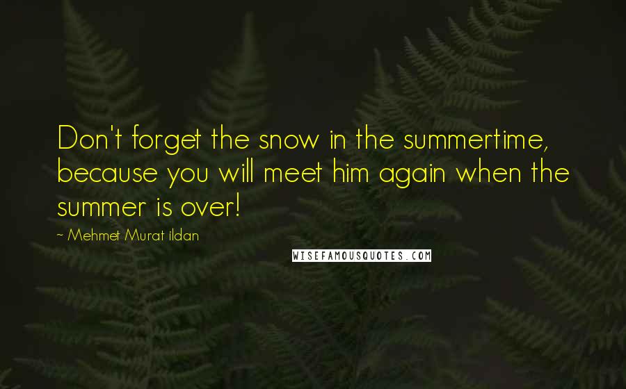 Mehmet Murat Ildan Quotes: Don't forget the snow in the summertime, because you will meet him again when the summer is over!