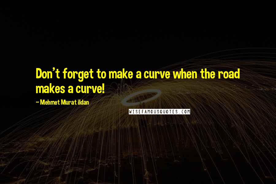 Mehmet Murat Ildan Quotes: Don't forget to make a curve when the road makes a curve!