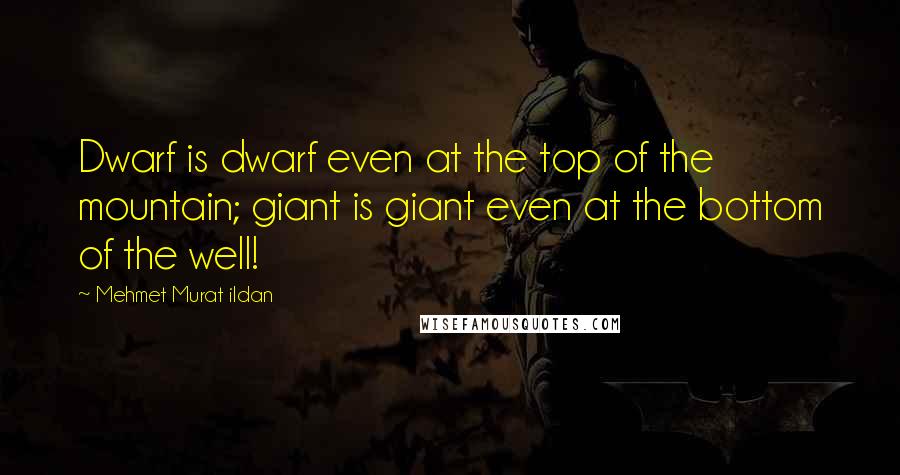 Mehmet Murat Ildan Quotes: Dwarf is dwarf even at the top of the mountain; giant is giant even at the bottom of the well!