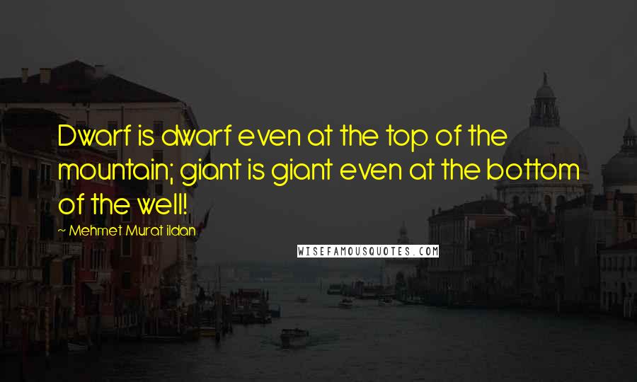 Mehmet Murat Ildan Quotes: Dwarf is dwarf even at the top of the mountain; giant is giant even at the bottom of the well!